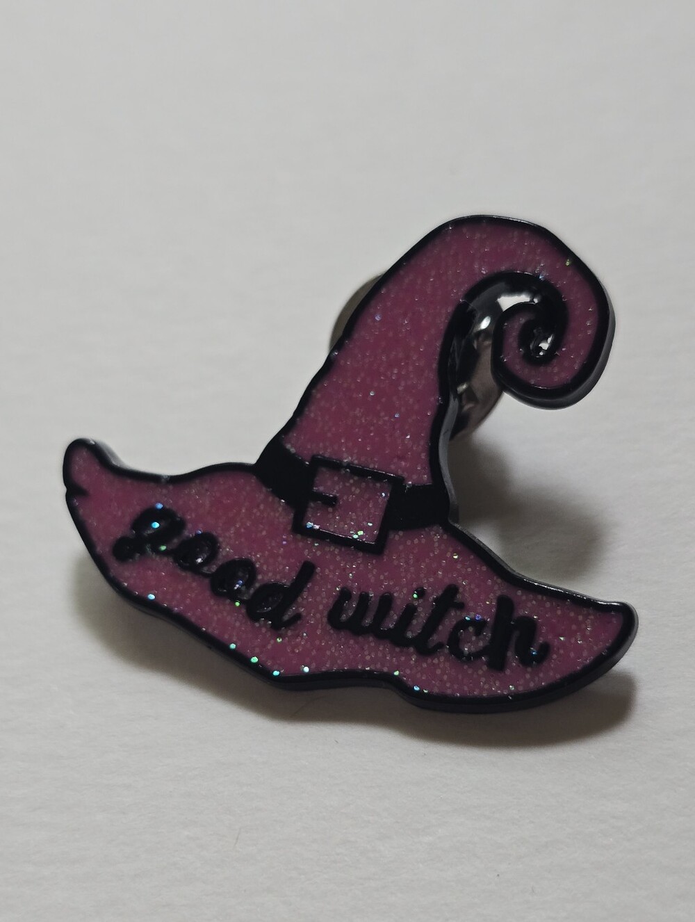Good Witch Pink Glitter Witch Hat Enamel Pin